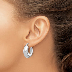 Sterling Silver Rhodium-plated Polished Round Hoop Earrings