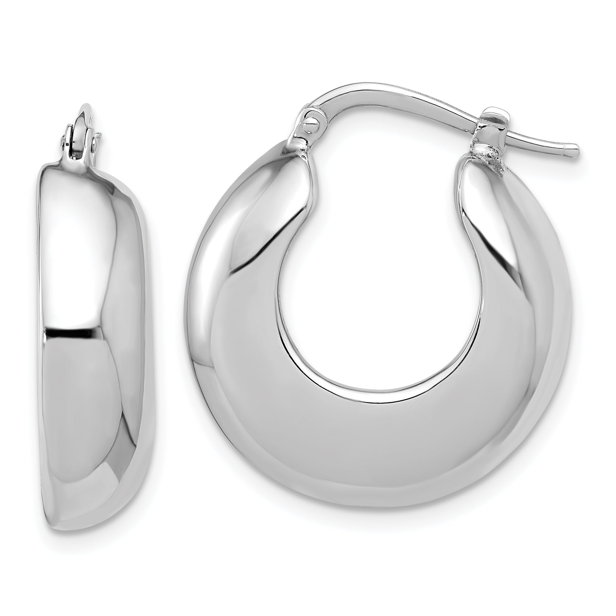 Sterling Silver Rhodium-plated Polished Round Hoop Earrings