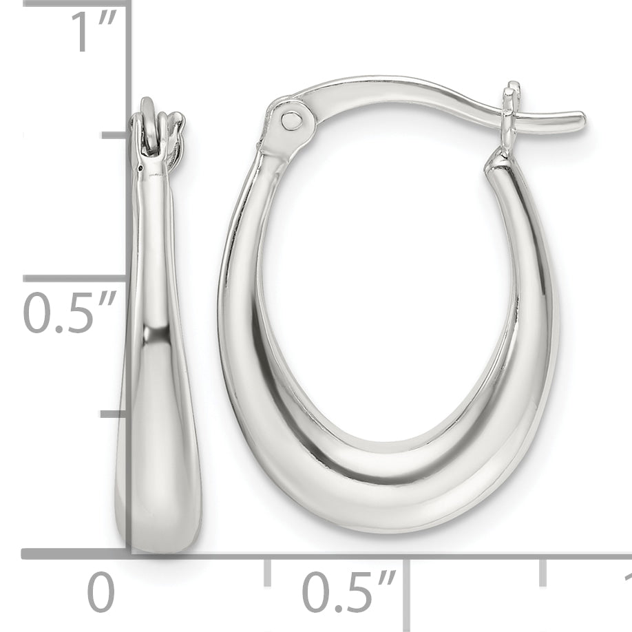Sterling Silver Polished Oval Hoop Earrings
