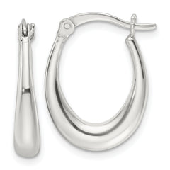 Sterling Silver Polished Oval Hoop Earrings