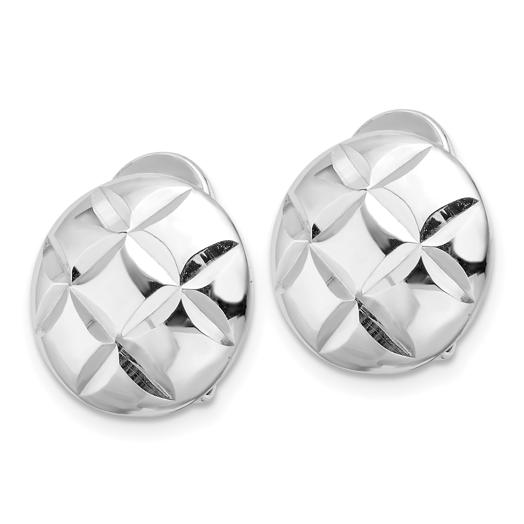 Sterling Silver Rhodium-plated D/C Circle Non-Pierced Earrings Secondary image
