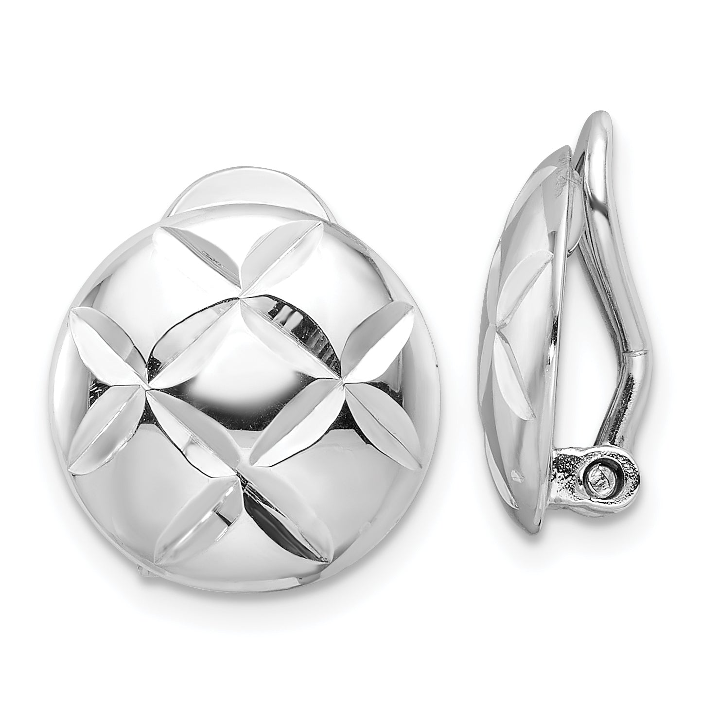 Sterling Silver Rhodium-plated D/C Circle Non-Pierced Earrings Main image