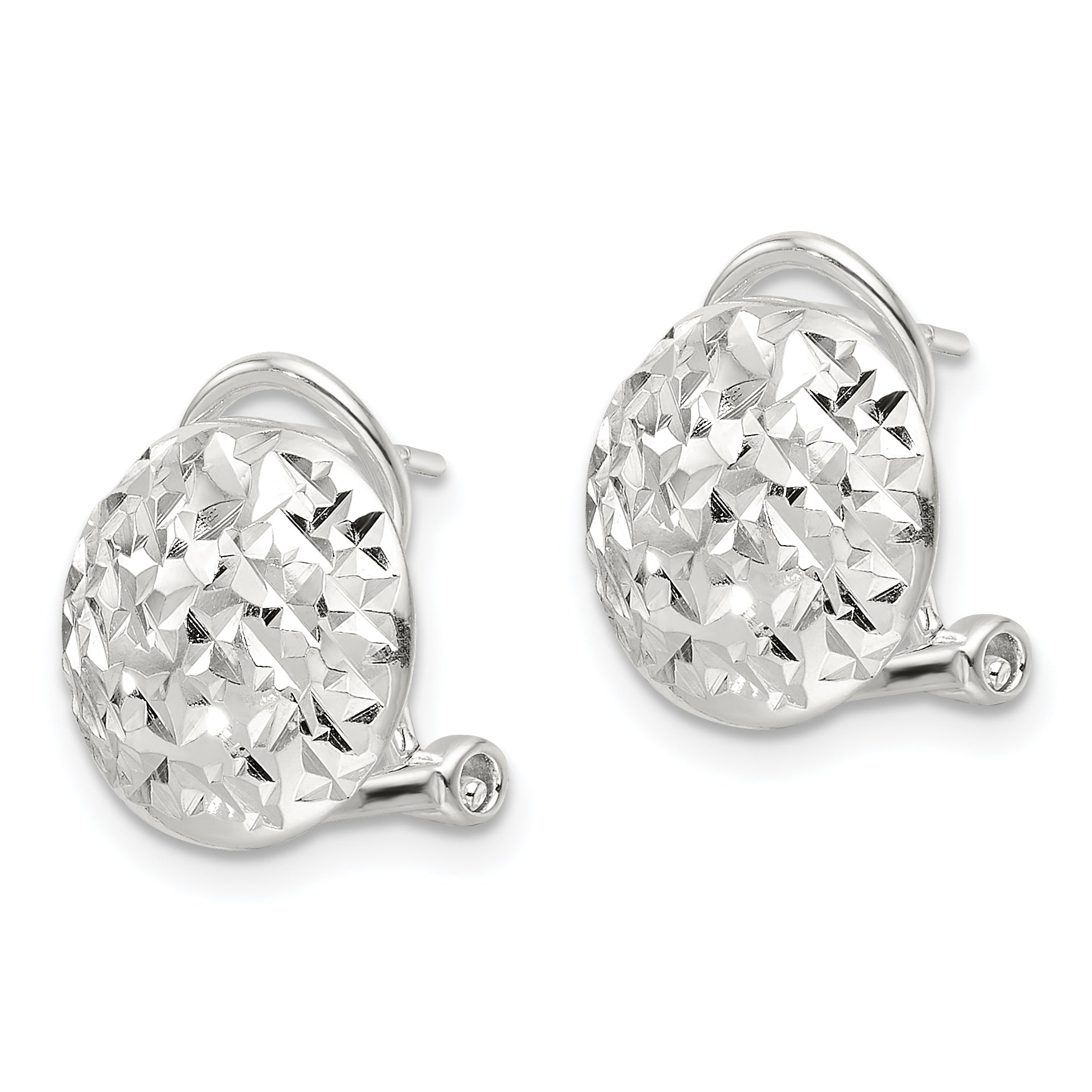 Sterling Silver Polished and D/C Circle Omega Back Post Earrings Secondary image