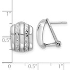 Sterling Silver Rhod-plated Polished and Textured Omega Back Earrings
