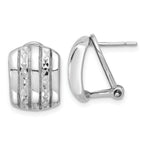 Sterling Silver Rhod-plated Polished and Textured Omega Back Earrings