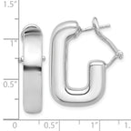 Sterling Silver RH-plated Polished J-Hoop Omega Back Post Earrings