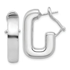 Sterling Silver RH-plated Polished J-Hoop Omega Back Post Earrings