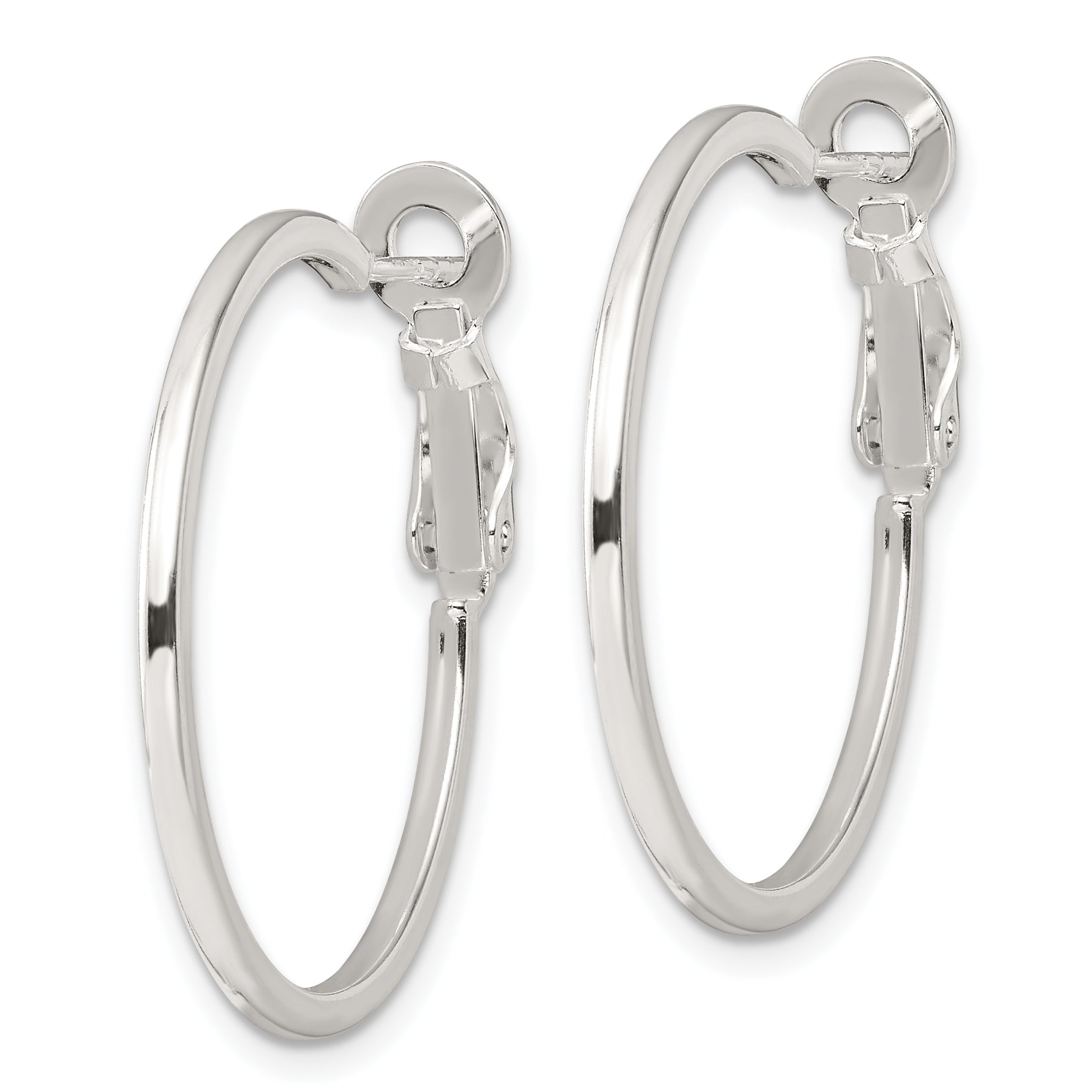 Sterling Silver Polished 1.75mm Omega Back Round Hoop Earrings Secondary image