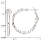 Sterling Silver Polished 25x2mm Omega Back Round Hoop Earrings
