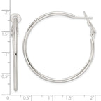 Sterling Silver Polished 41x2mm Omega Back Round Hoop Earrings