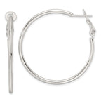 Sterling Silver Polished 41x2mm Omega Back Round Hoop Earrings