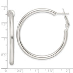 Sterling Silver Polished 40x3.25mm Omega Back Round Hoop Earrings