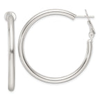 Sterling Silver Polished 40x3.25mm Omega Back Round Hoop Earrings