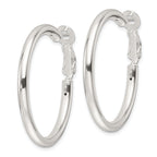 Sterling Silver Polished 3.25mm Omega Back Round Hoop Earrings
