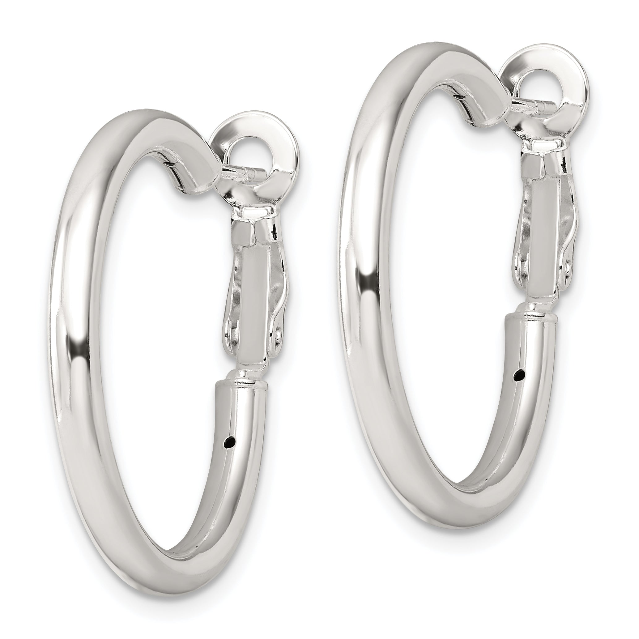 Sterling Silver Polished 3.25mm Omega Back Round Hoop Earrings Secondary image