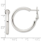 Sterling Silver Polished 3.25mm Omega Back Round Hoop Earrings