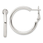 Sterling Silver Polished 3.25mm Omega Back Round Hoop Earrings