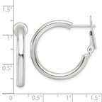Sterling Silver Polished 3.25mm Omega Back Round Hoop Earrings