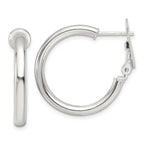 Sterling Silver Polished 3.25mm Omega Back Round Hoop Earrings