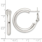 Sterling Silver Polished 25.5x4mm Omega Back Round Hoop Earrings