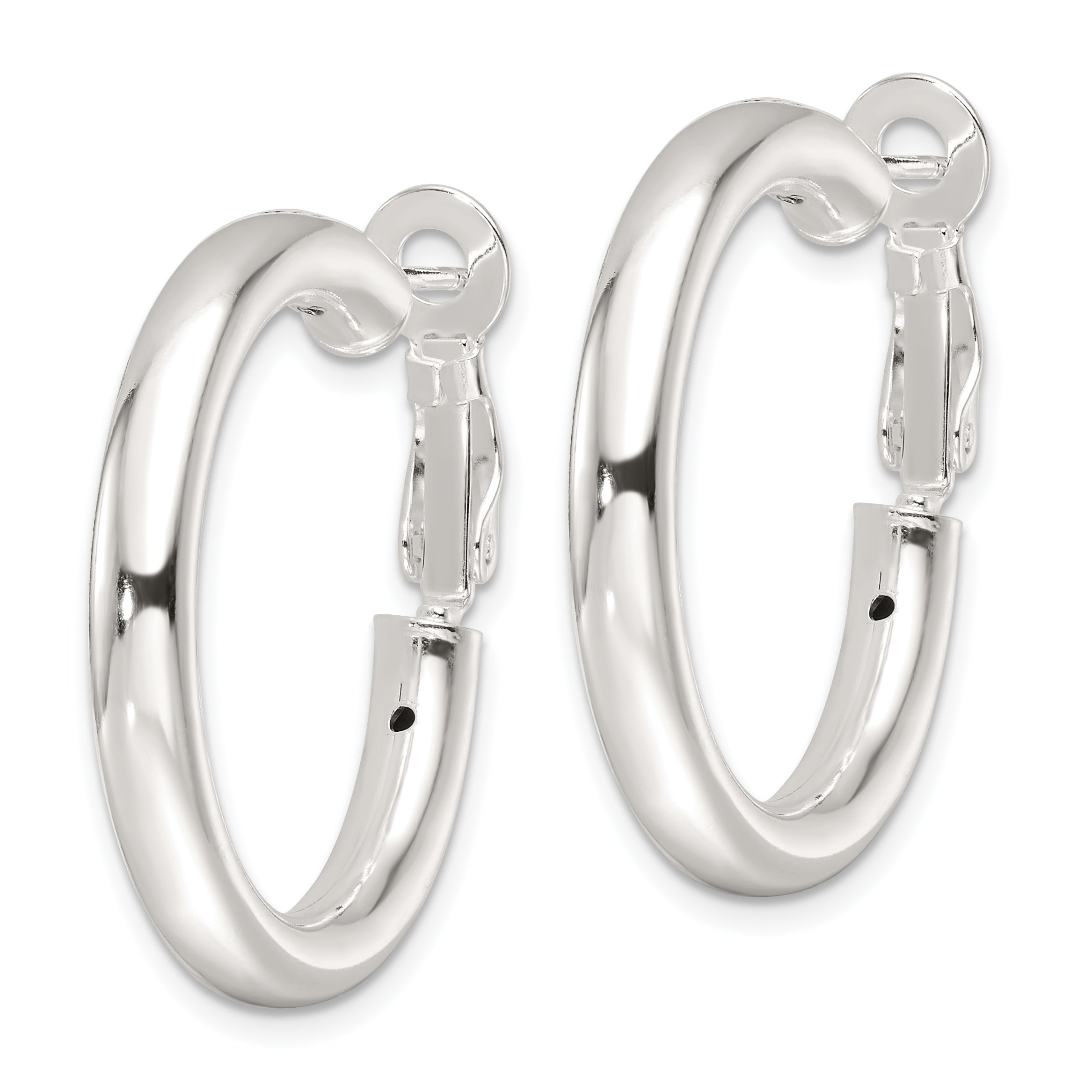 Sterling Silver Polished 30x4mm Omega Back Round Hoop Earrings Secondary image