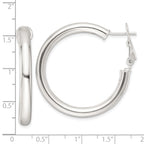Sterling Silver Polished 4mm Omega Back Round Hoop Earrings