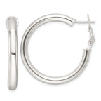 Sterling Silver Polished 4mm Omega Back Round Hoop Earrings