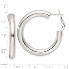 Sterling Silver Polished 35x5mm Omega Back Round Hoop Earrings