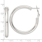 Sterling Silver Polished 40x4mm Omega Back Round Hoop Earrings