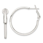 Sterling Silver 2mm Square Tube Omega Back Round Hoop Earrings