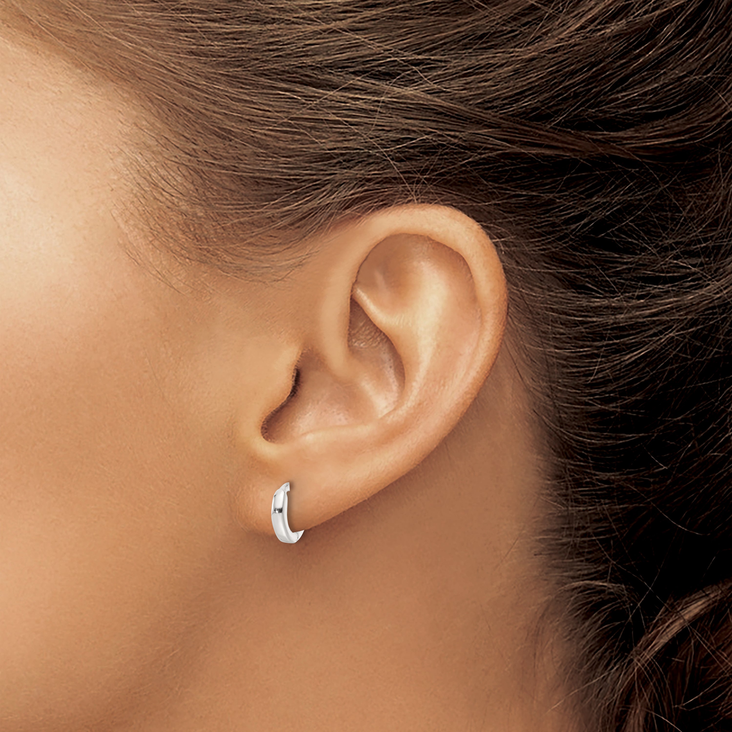 Sterling Silver Polished 8.2x1.6mm Round Hinged Hoop Earrings