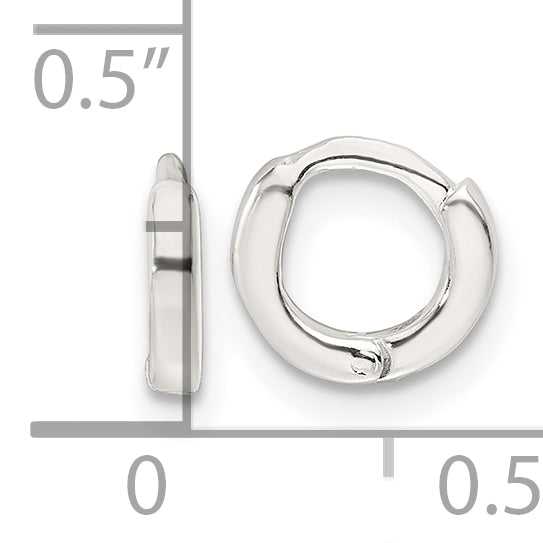 Sterling Silver Polished 8.2x1.6mm Round Hinged Hoop Earrings