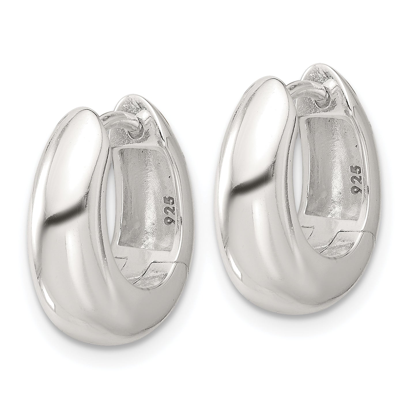 Sterling Silver E-coated Tapered Hinged Hoop Earrings Secondary image