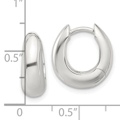Sterling Silver E-coated Tapered Hinged Hoop Earrings