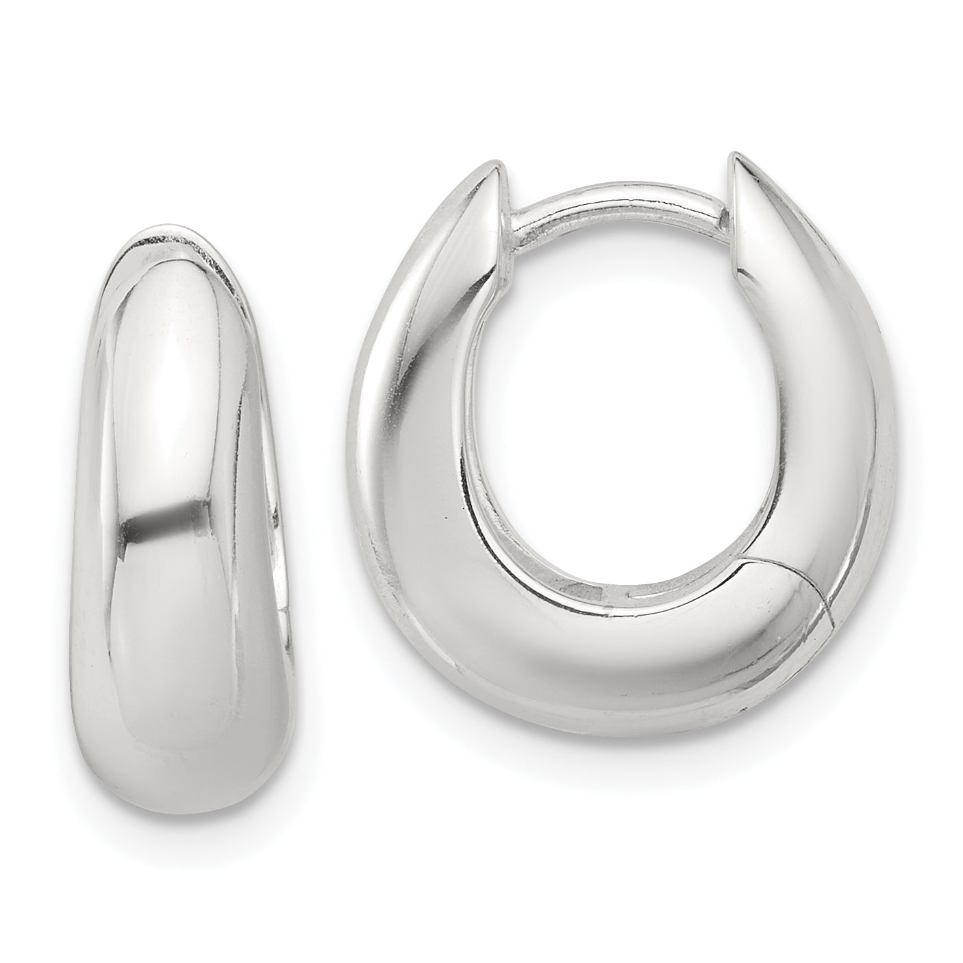 Sterling Silver E-coated Tapered Hinged Hoop Earrings Main image