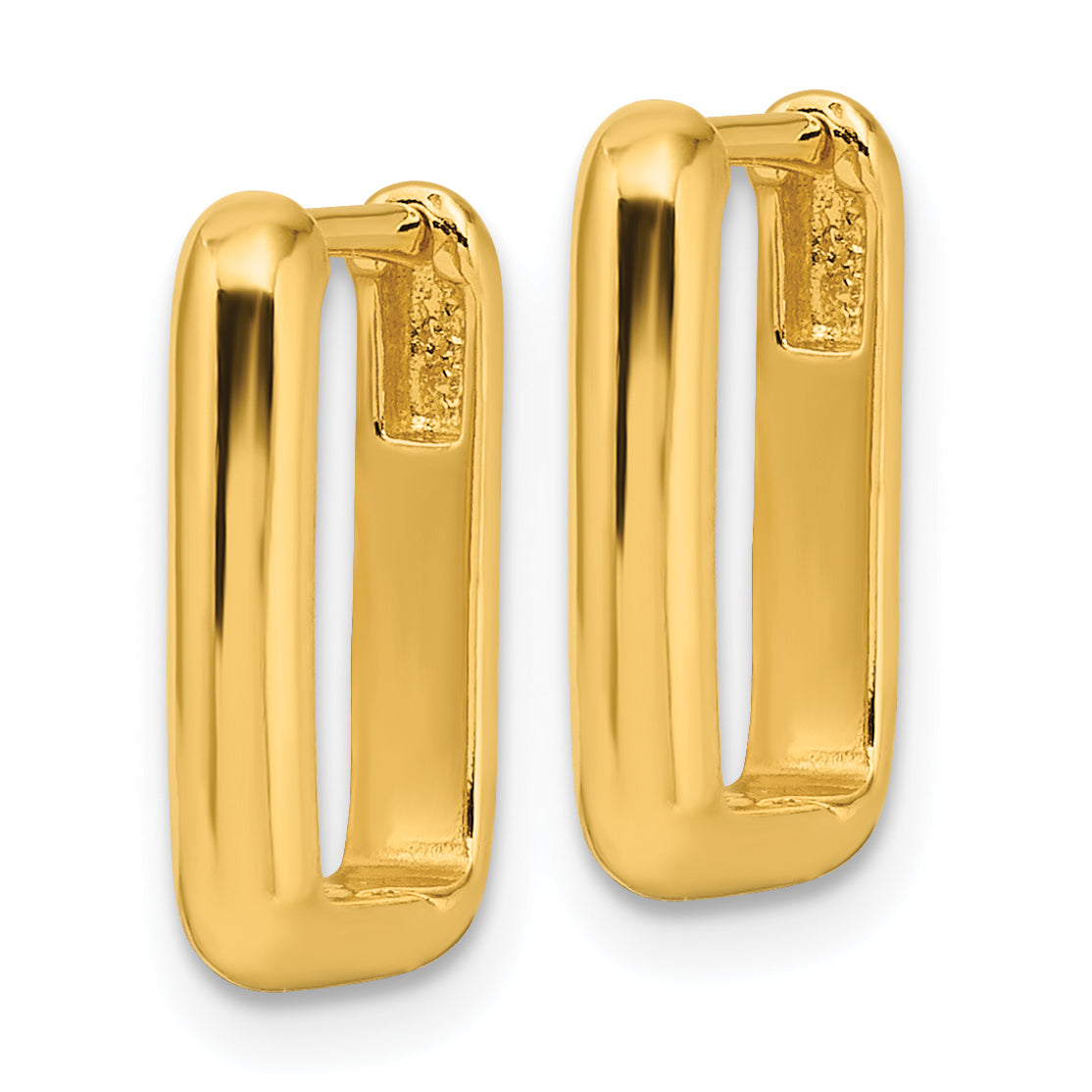 Sterling Silver Gold-tone Polished Rectangle Hoop Earrings Secondary image