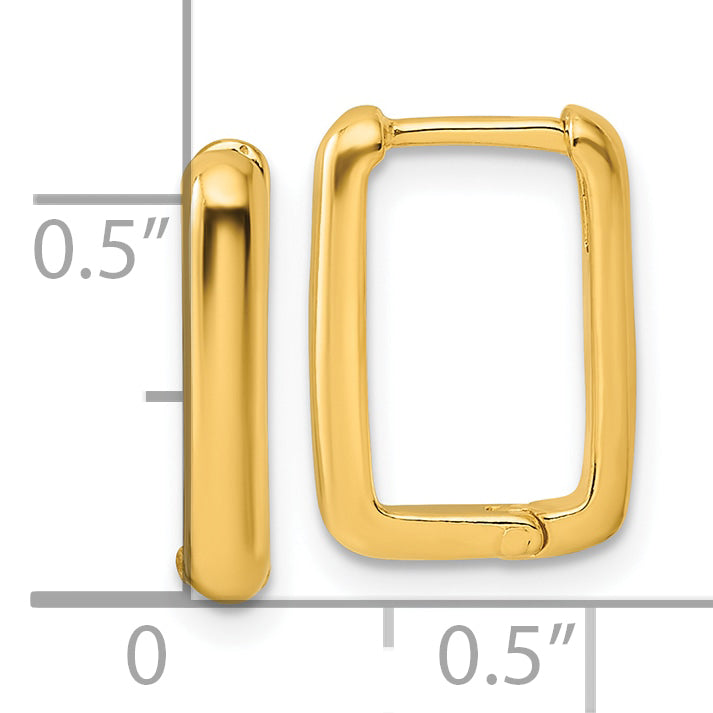 Sterling Silver Gold-tone Polished Rectangle Hoop Earrings
