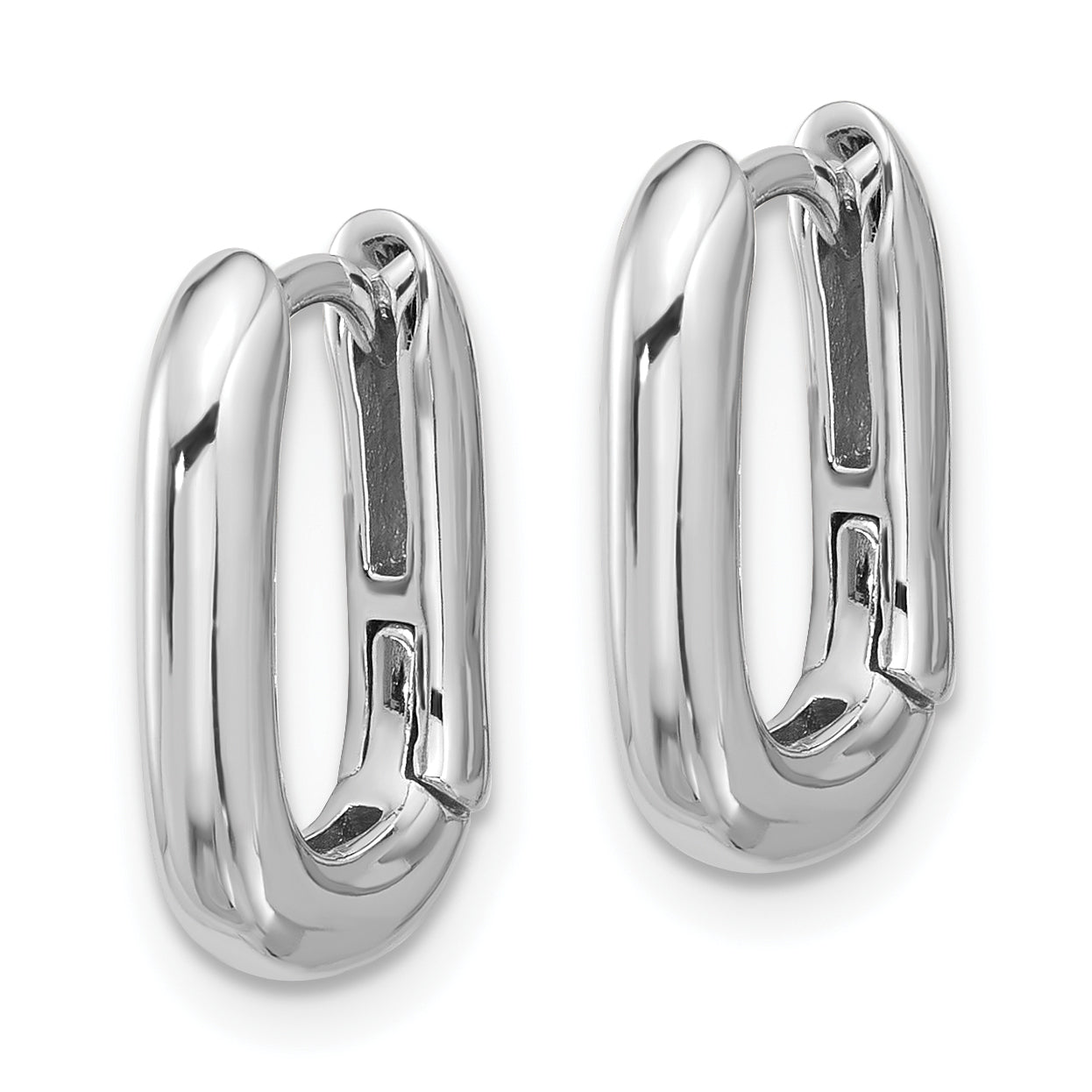 Sterling Silver Rhodium-plated Rounded Edge Square Hinged Hoop Earrings Secondary image