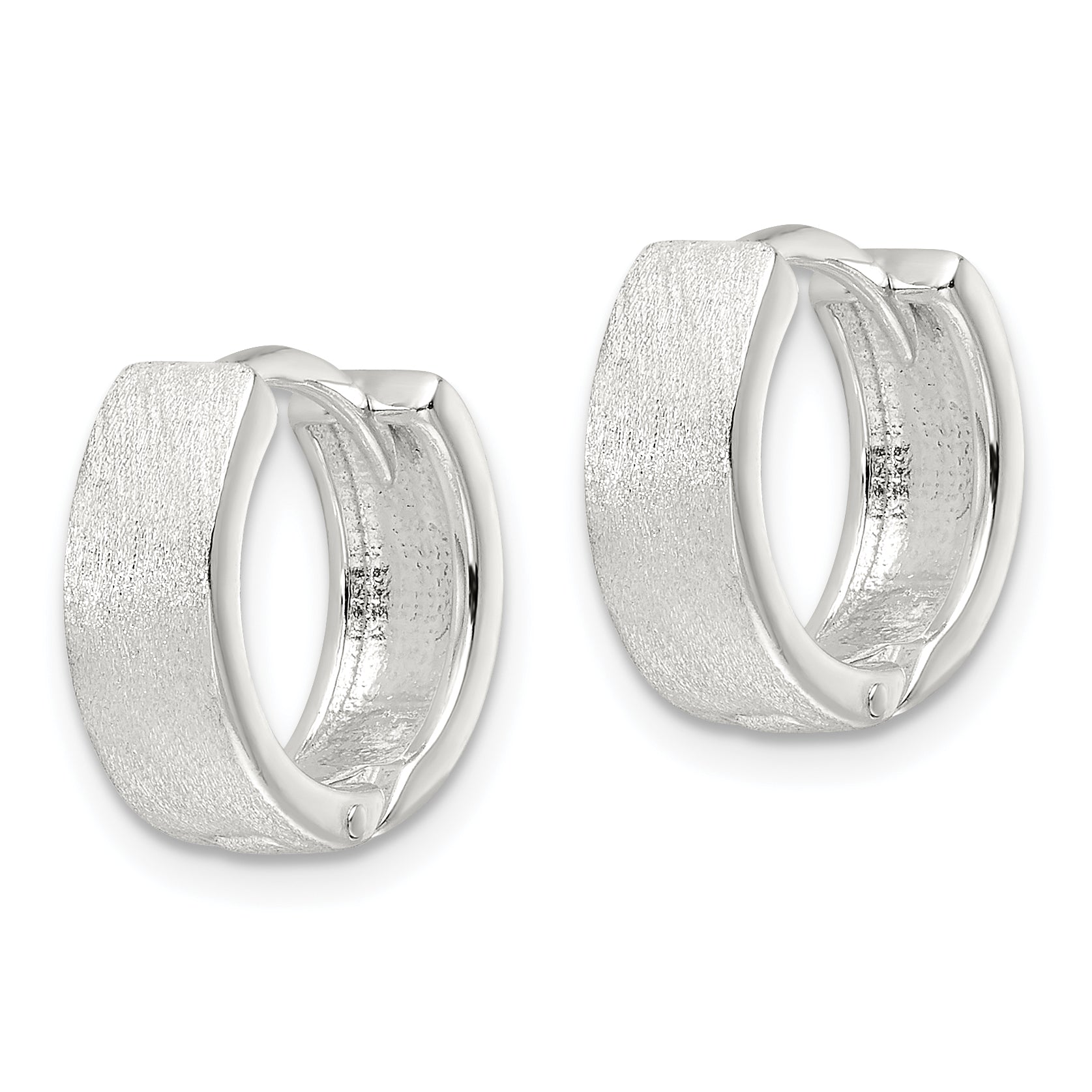 Sterling Silver Brushed and Polished 5mm Hinged Hoop Earrings Secondary image