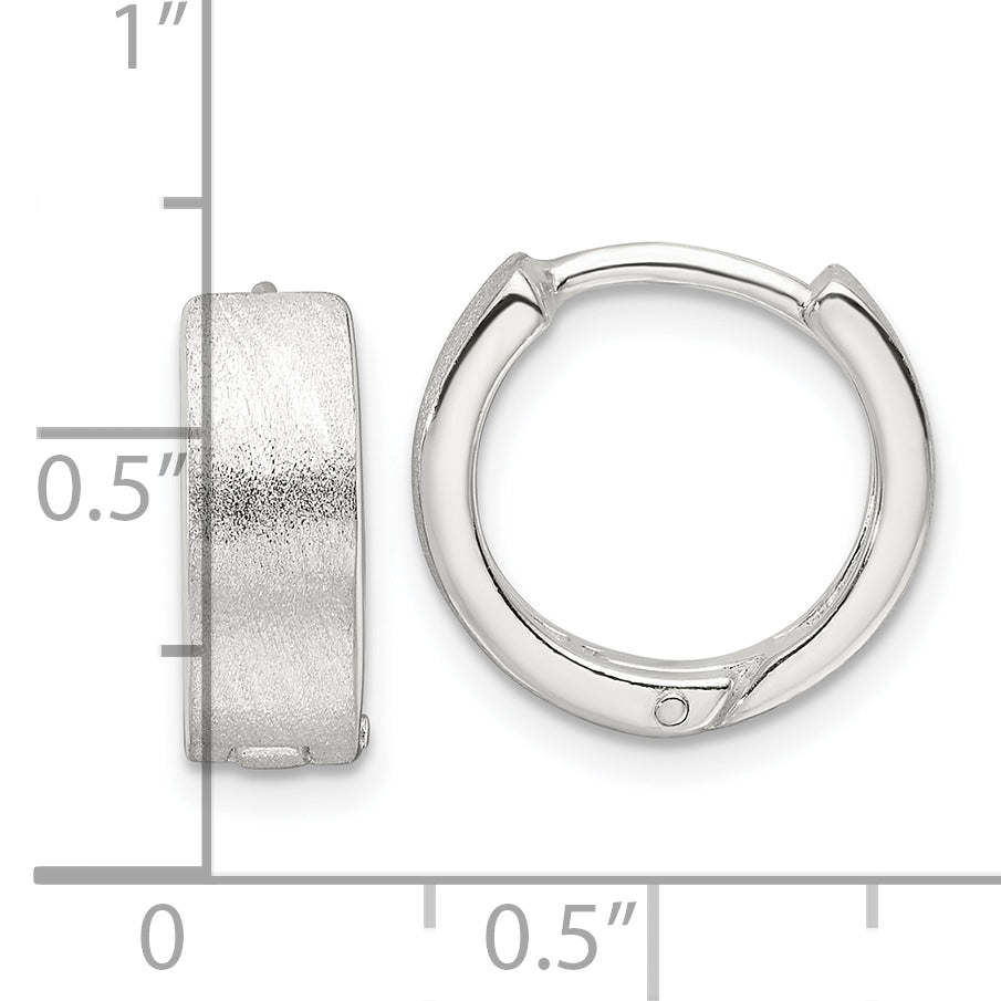 Sterling Silver Brushed and Polished 5mm Hinged Hoop Earrings
