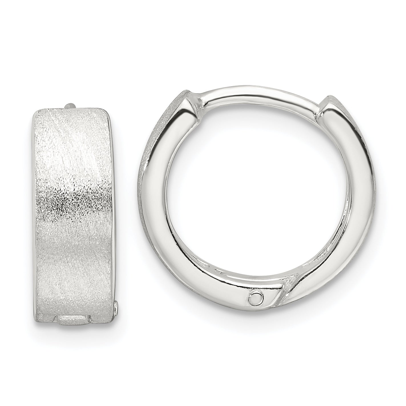 Sterling Silver Brushed and Polished 5mm Hinged Hoop Earrings Main image