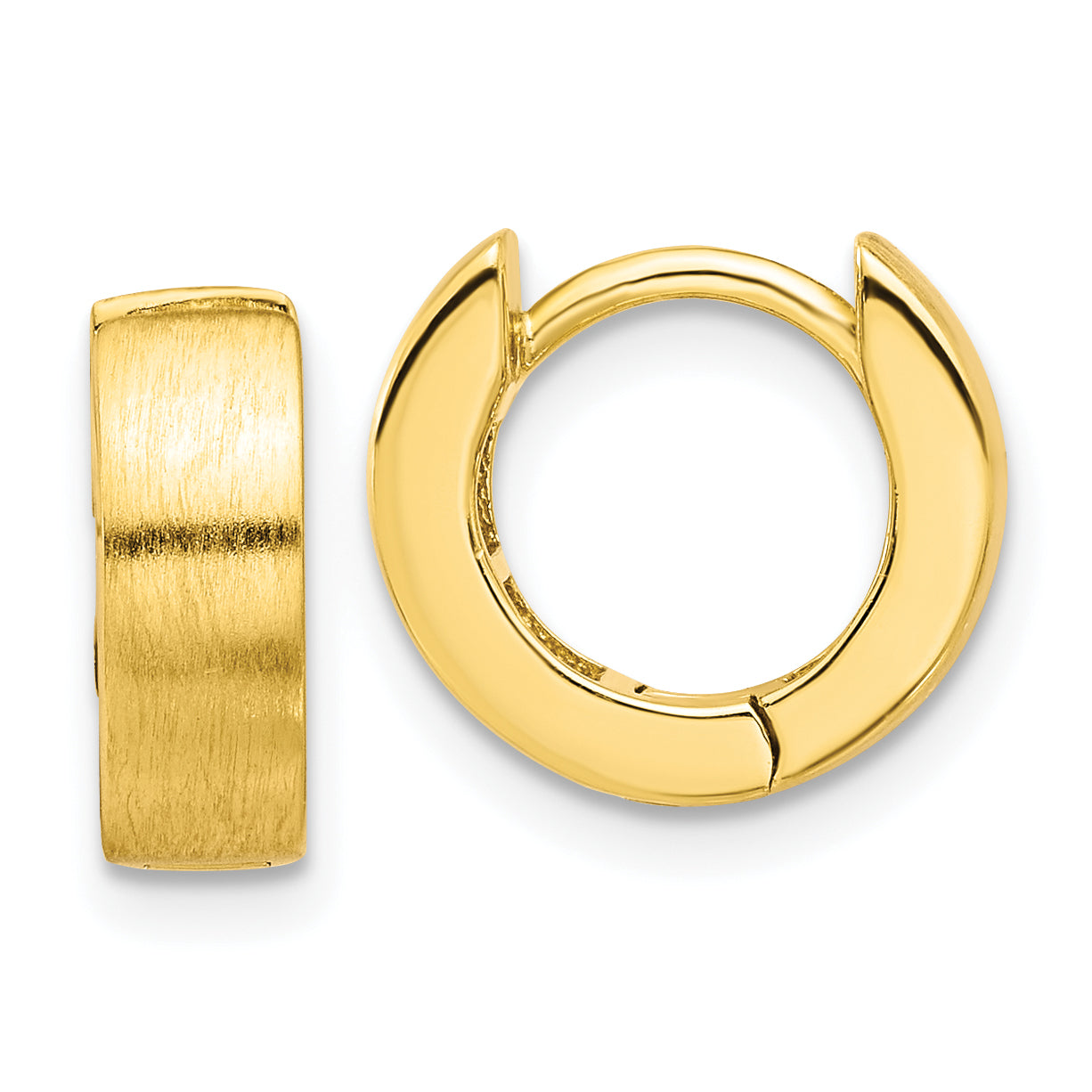 Sterling Silver Gold-tone Brushed 4x13mm Hinged Huggie Hoop Earrings Main image