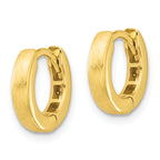 Sterling Silver Gold-tone Brushed 3x13mm Hinged Huggie Hoop Earrings