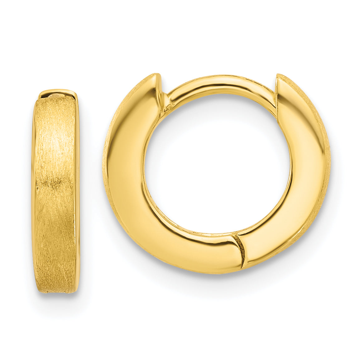 Sterling Silver Gold-tone Brushed 3x13mm Hinged Huggie Hoop Earrings Main image