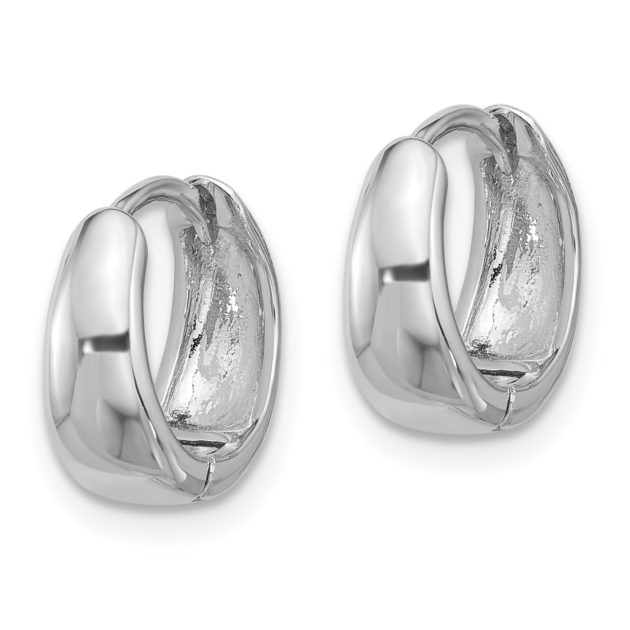 Sterling Silver Rhodium-plated 12x5mm Huggie Hoop Earrings Secondary image