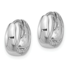 Sterling Silver Rhodium-plated 12x5mm Huggie Hoop Earrings