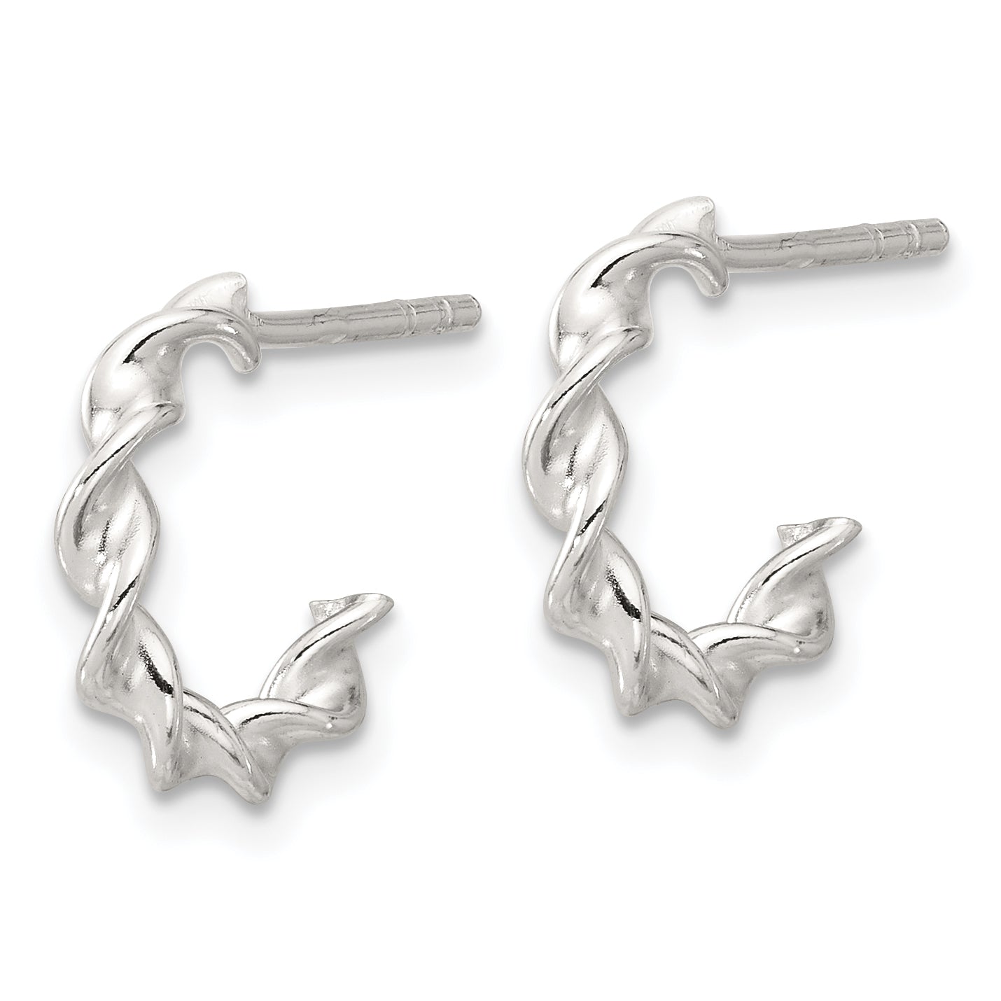 Sterling Silver E-coated Twisted Post Hoop Earrings Secondary image