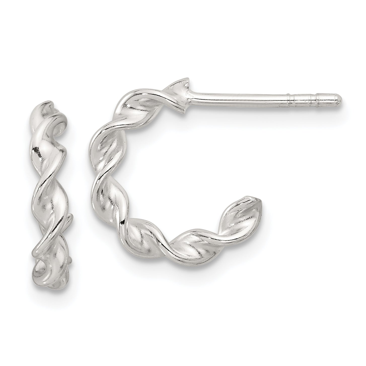 Sterling Silver E-coated Twisted Post Hoop Earrings Main image