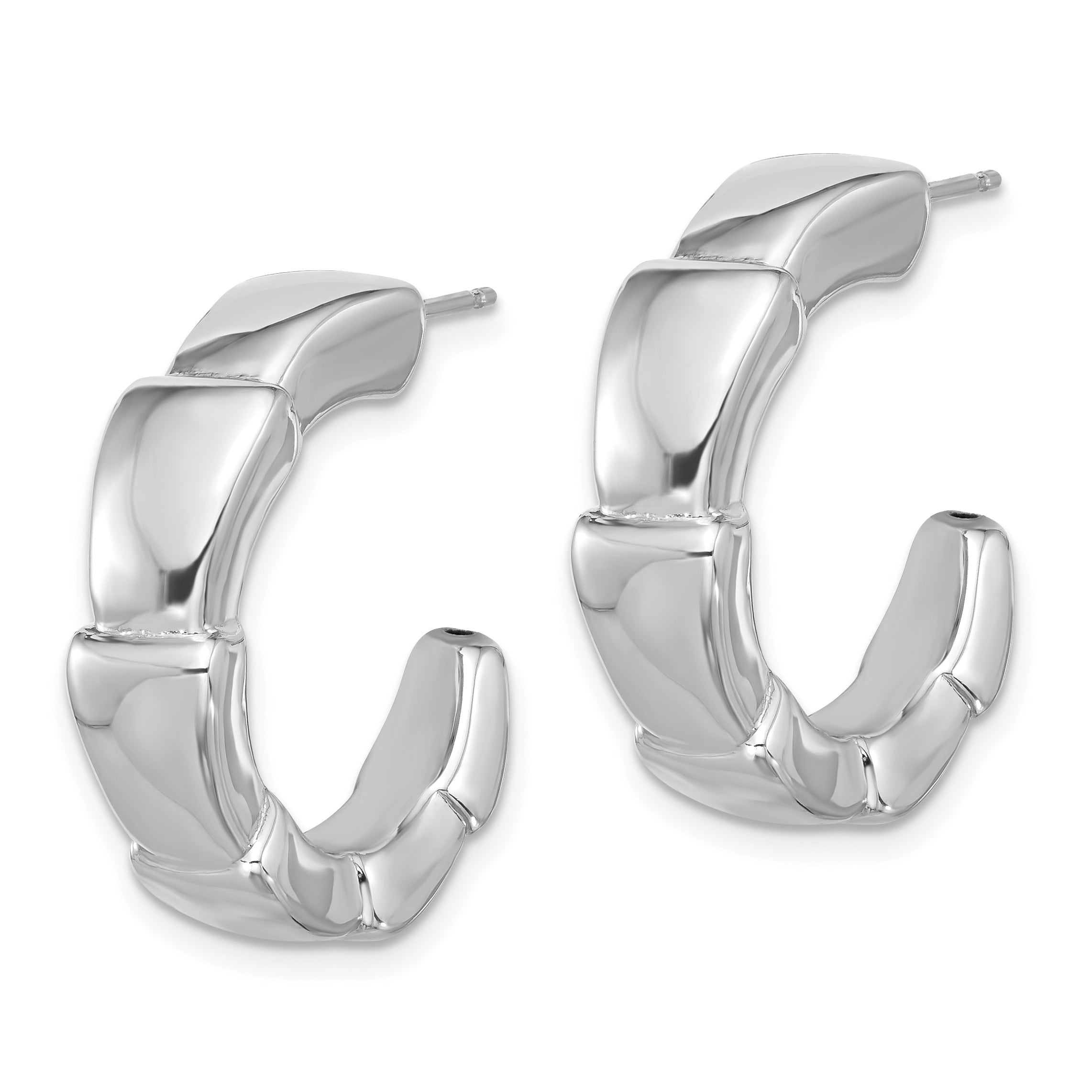 Sterling Silver Rhodium-plated Polished Hoop Post Earrings Secondary image