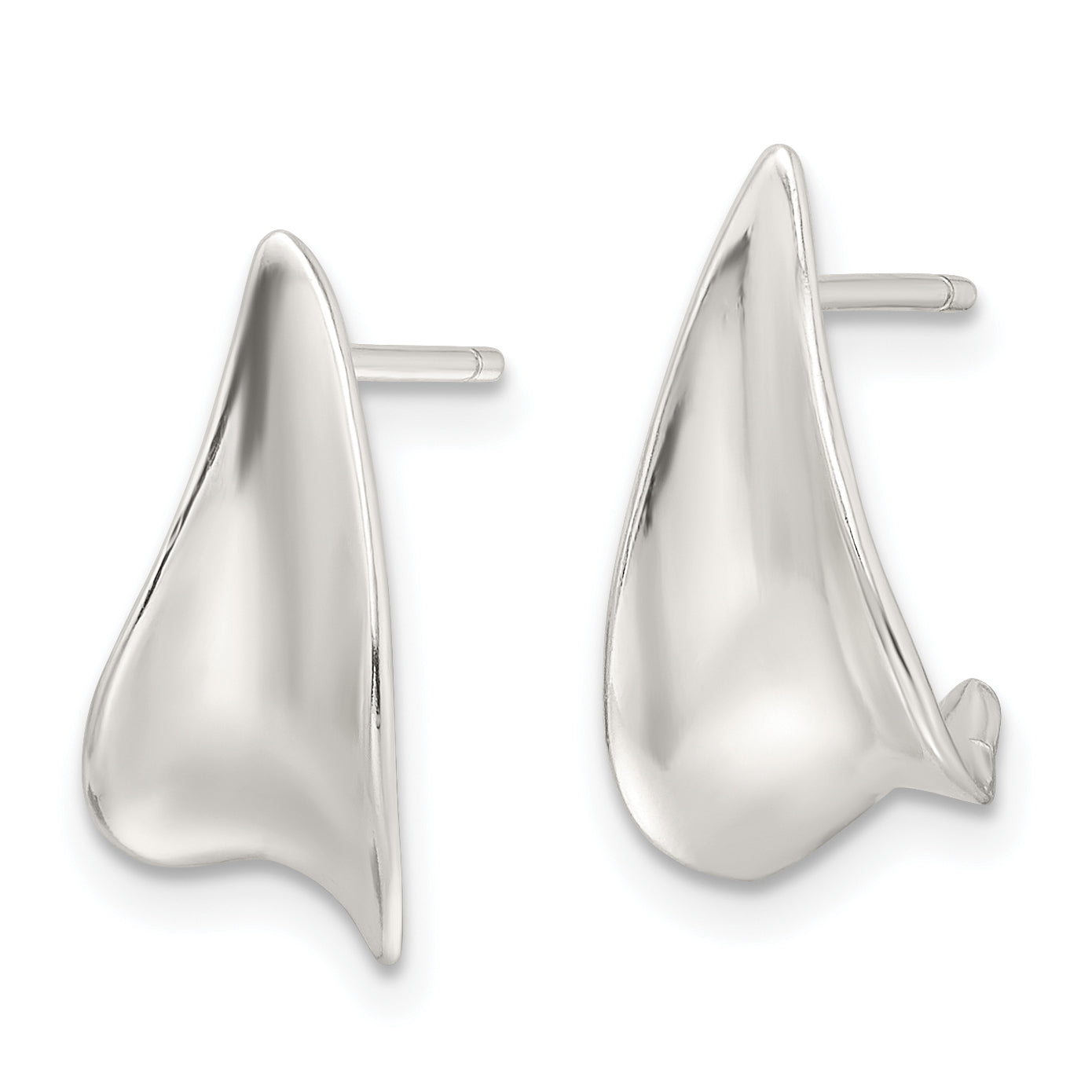 Sterling Silver E-Coating Polished Fancy J Hoop Earrings Secondary image